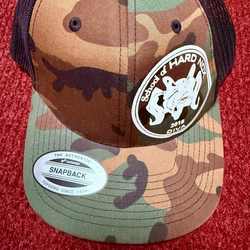 NWOT Yupoong Classics Camo Trucker Snapback Strong Hard Knox NDX 2018 Diva Hat